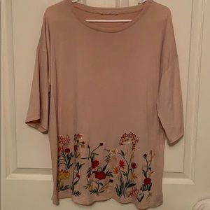 Nude embroidered tee